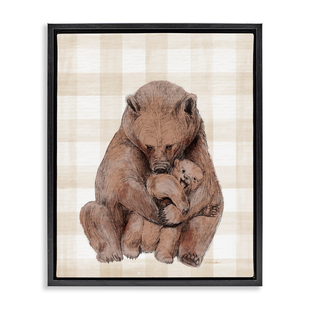 Stupell Industries Tender Bear Hug Gingham Floating Frame, design by Daphne Polselli